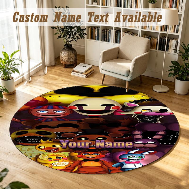 Round Rug Custom NameFive Nights at Freddy’s Pattern Non Slip Carpet Home Floor Decor