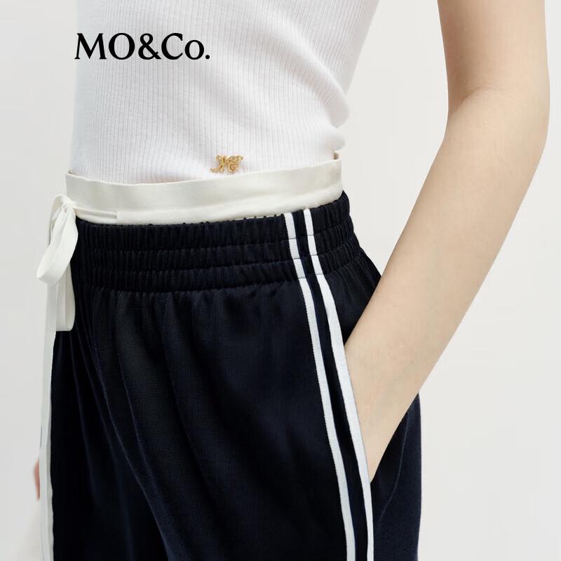 MO&Co. Sporty Color-Block Casual Straight-Leg Pants