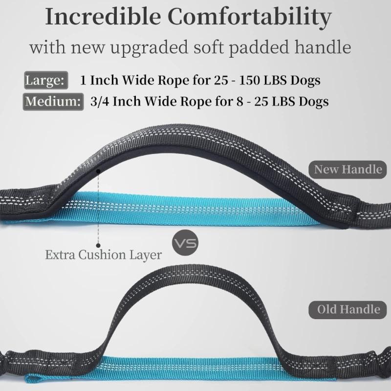 Heavy Duty Nylon Dog Leashes with Elastic Rope Waist Belt Bag and Safety Reflective Design for Breeds Walking