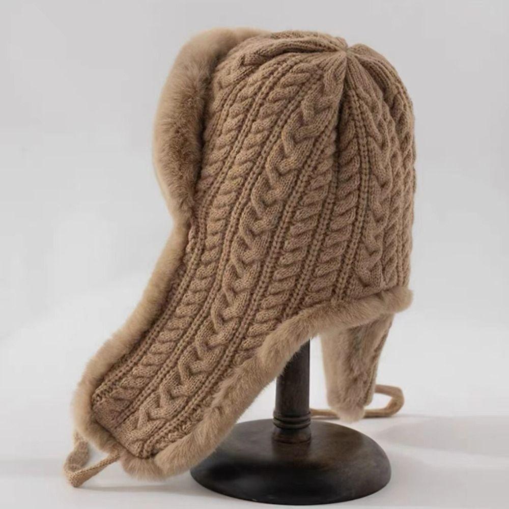 Knitted Lei Feng Hat Warmth Cold Hat Versatile Cycling Coldproof Cap  For Women