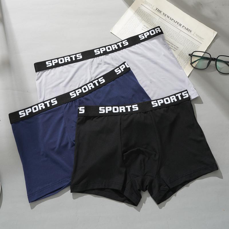 Men's Letter Print Boxer Shorts Soft Breathable Underwear Comfortable Elastic Waistband  Sporty & Casual Boxers Underpants