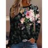 Top cu Imprimeu Floral Imprimat 3D Tricouri Casual cu Mânecă Lungă pentru Femei - Material Moale din Poliester cu Elasticitate Medie Haine cu Croială Relaxată pentru Primăvară și Toamnă