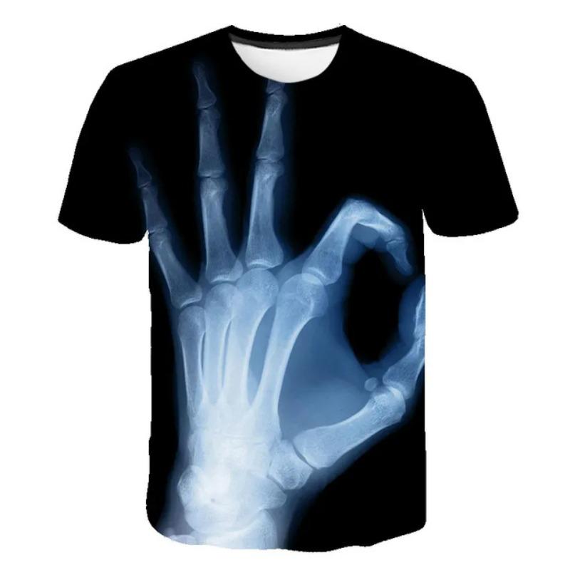 Halloween Big Palm Pattern Print T-Shirt For Men Summer Fashion Short Sleeve  T Shirt Women Street Casual Oversized Clothing