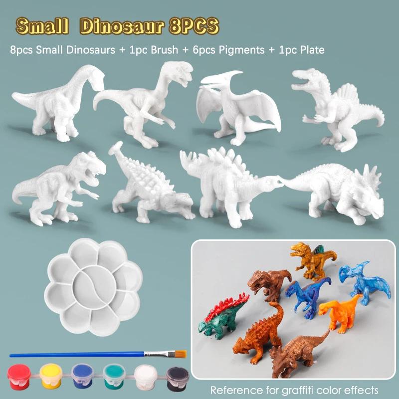 

Non-Toxic 6/8Pcs Diy Painted Graffiti Dinosaur White Embryo Animals Model Children S Educational Handmade Painting Colorful Dinosaur Toys