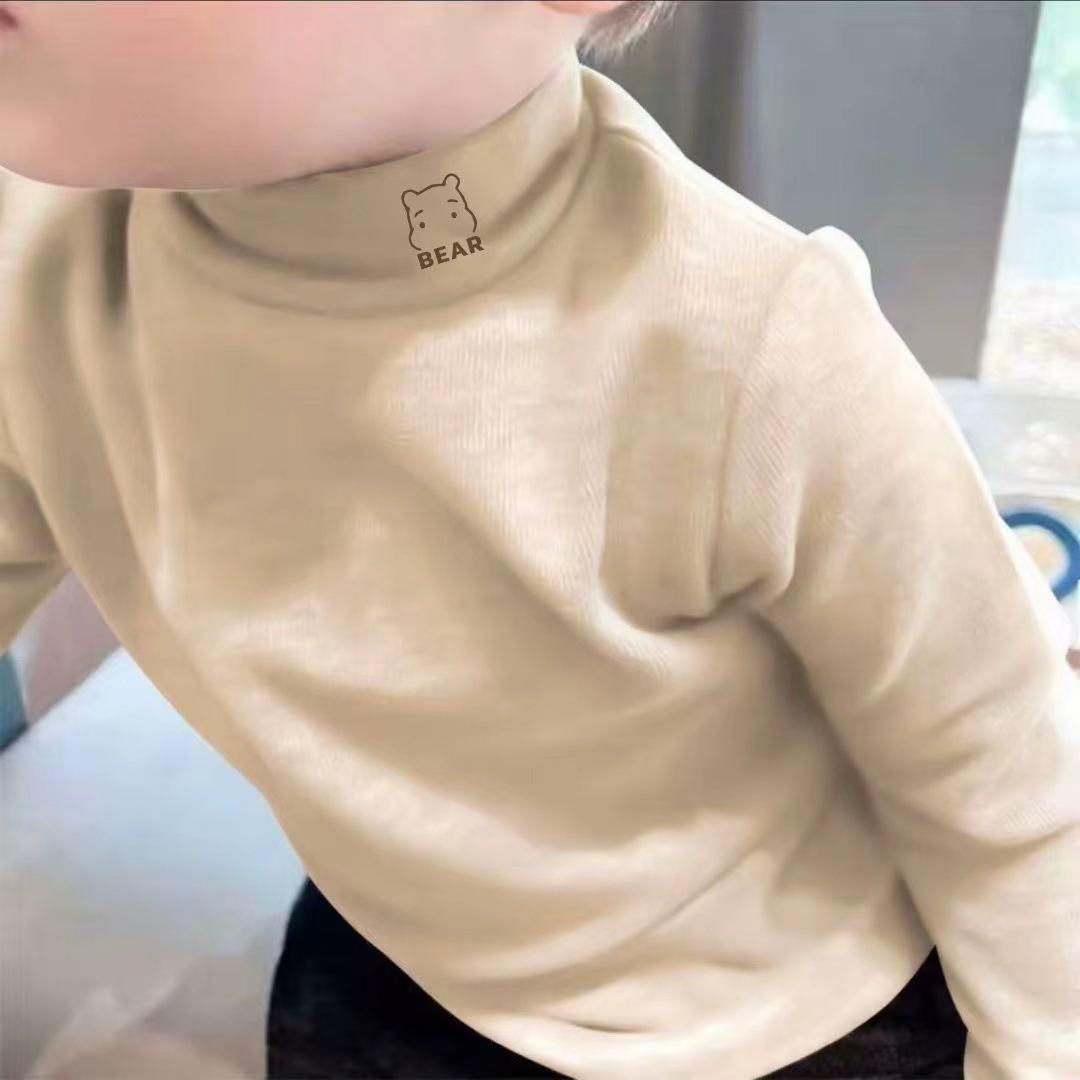 Boys  Korean Style Thermal Fleece Half-High Neck Top for Autumn/Winter 2025 110 cm