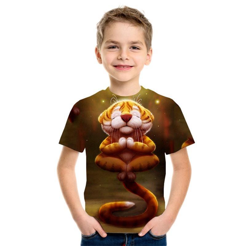 Lustiges Tier Kinder Erwachsene Bedrucktes T-Shirt Sommer Damen und Herren Lässig Outdoor Mädchen und Junge Kurzarm T-Shirts Top Pullover