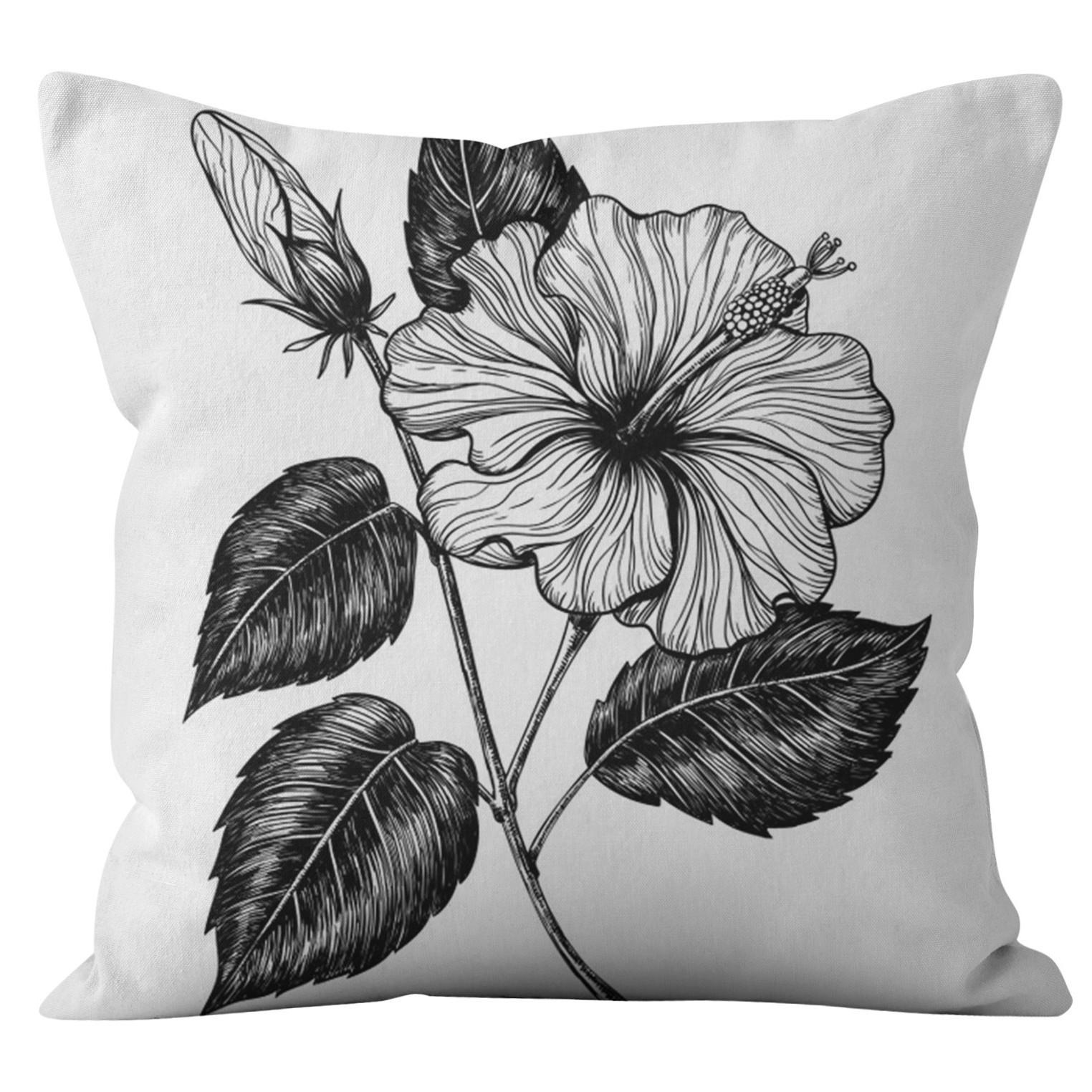 

Новая черно-белая наволочка из хлопка и льна с цветочным принтом для дома, дивана, подушки, офиса, автомобиля 45*45cm