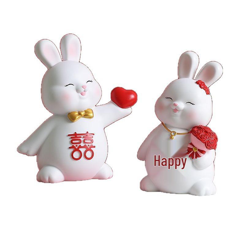 Creative Rabbit Figurine: Festive Newlywed Gift & Decoration for Couples