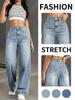 Womejeans Spring 2026 High-Stretch Light Wash High-Waisted Straight Leg Jeans