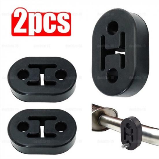 2pcs Black Car Exhaust Rubber Heavy Duty Pipe Retainer Fixer Hanger Accessories