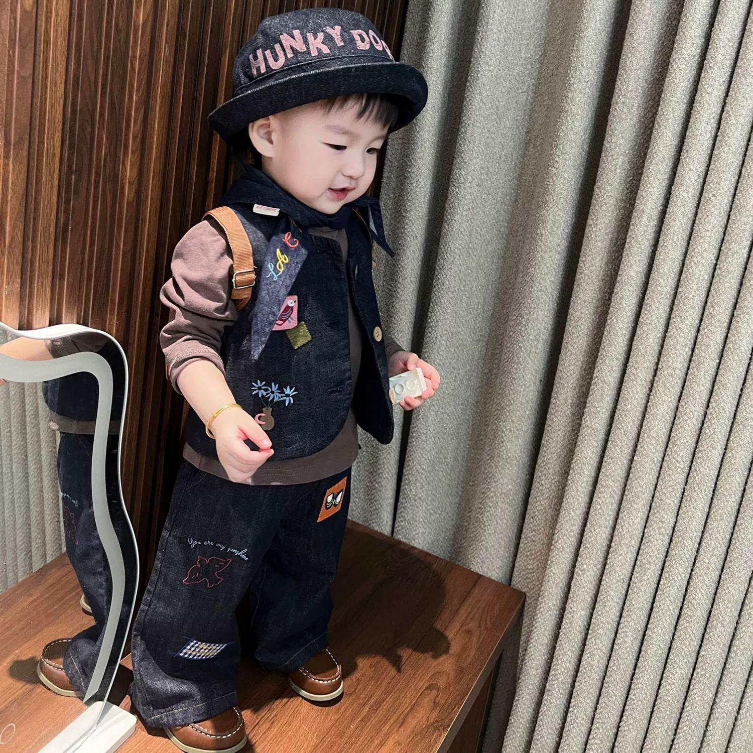 Boys Trendy Autumn 2026 Loose-Fit Denim Two-Piece Set 80 cm