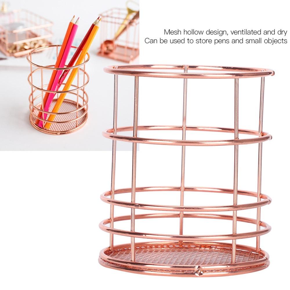 2 st Roseguld Skrivbordsförvaringskorg Ihålig Design Skrivbordsförvaringslåda Pennställ Skrivbord