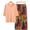 Pajamas Women's Spring and Summer New V-neck Short-sleeved Cotton and Linen Pants European and American Large-size Loungewear Two-piece Set