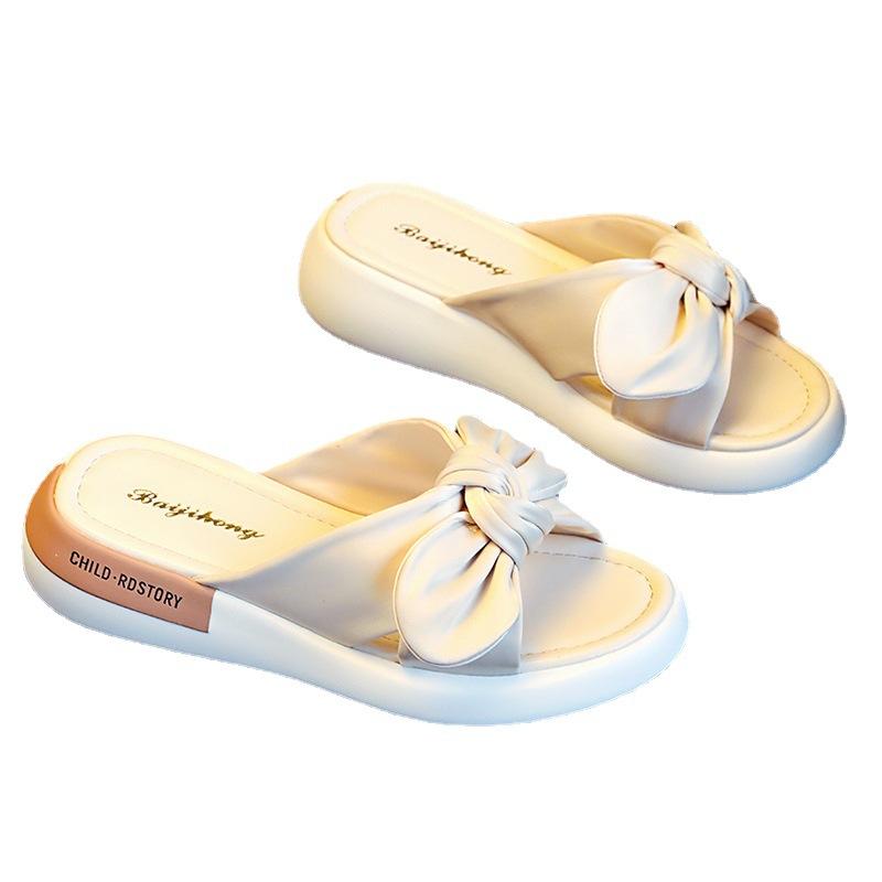 Fashion Women Slippers 2025 Summer New Flat-bottomed Wedge Heel Fashion Wear Fairy Wind Beach Sandals Platform Comfortable Sandals Women