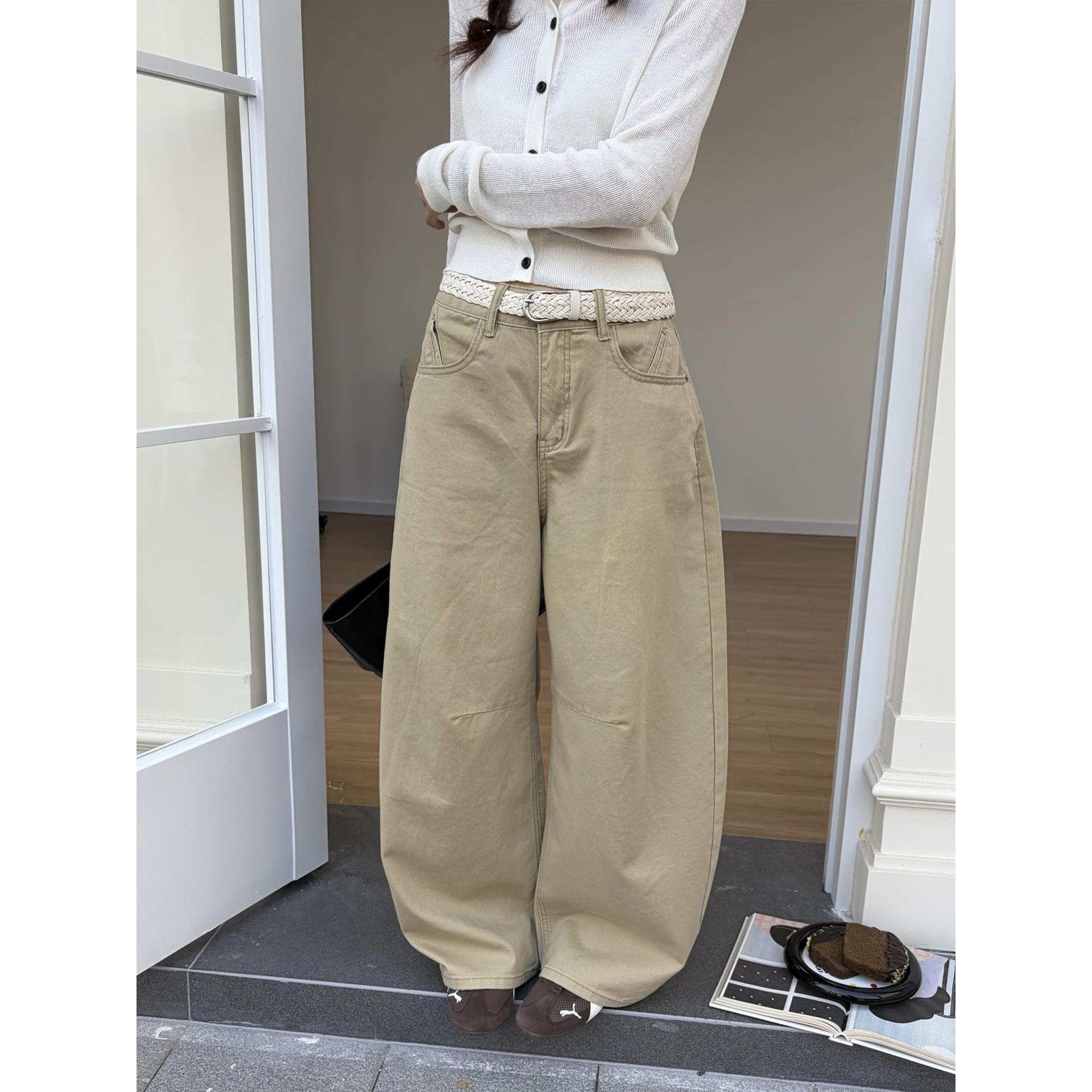

ICC Women s High Waist Wide Leg Curved Blade Silhouette Casual Pants - Spring 1749A Small хаки