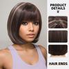 Women Short Wigs with Bangs Stylish Brown Mixed Blonde Hair Synthetic Wave Wig for Daily Cosplay Use Heat Resistant Fibre