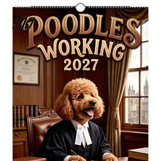 Tier-Hängekalender 2027 Lustiger Hund bei der Arbeit Wandkalender, Jan. 2027-Dez. 12 x Tagesplan-Organizer 8 Zoll Monatsplaner mit