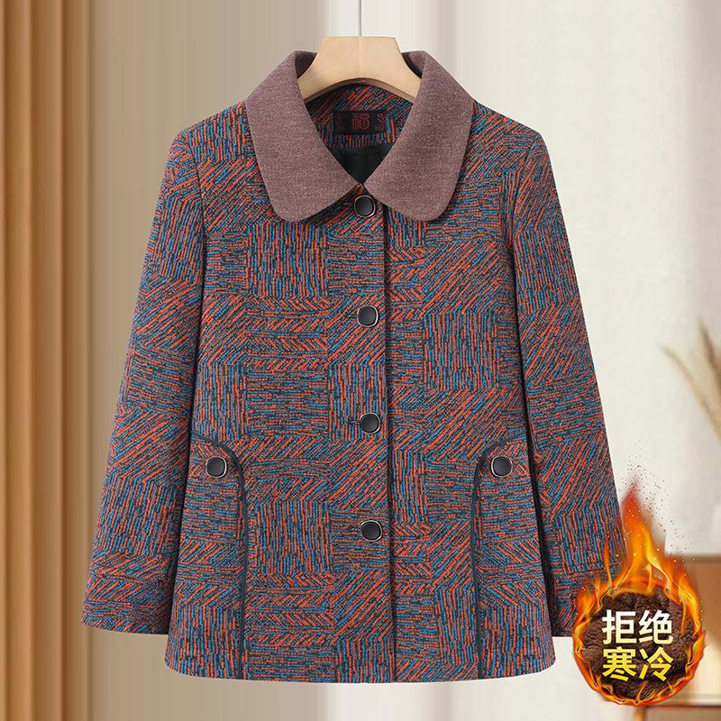Autumn and winter lapel thick coat wife loose clothes old autumn clothes new old tops