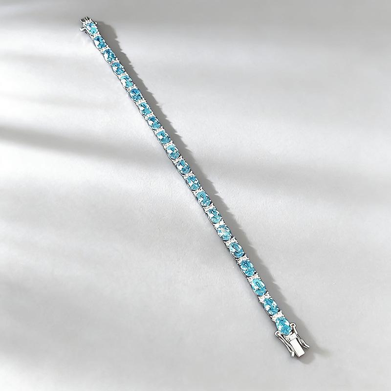 Xian Can Jewelry S925 Silver High Carbon Diamond Luxurious Aquamarine Bracelet