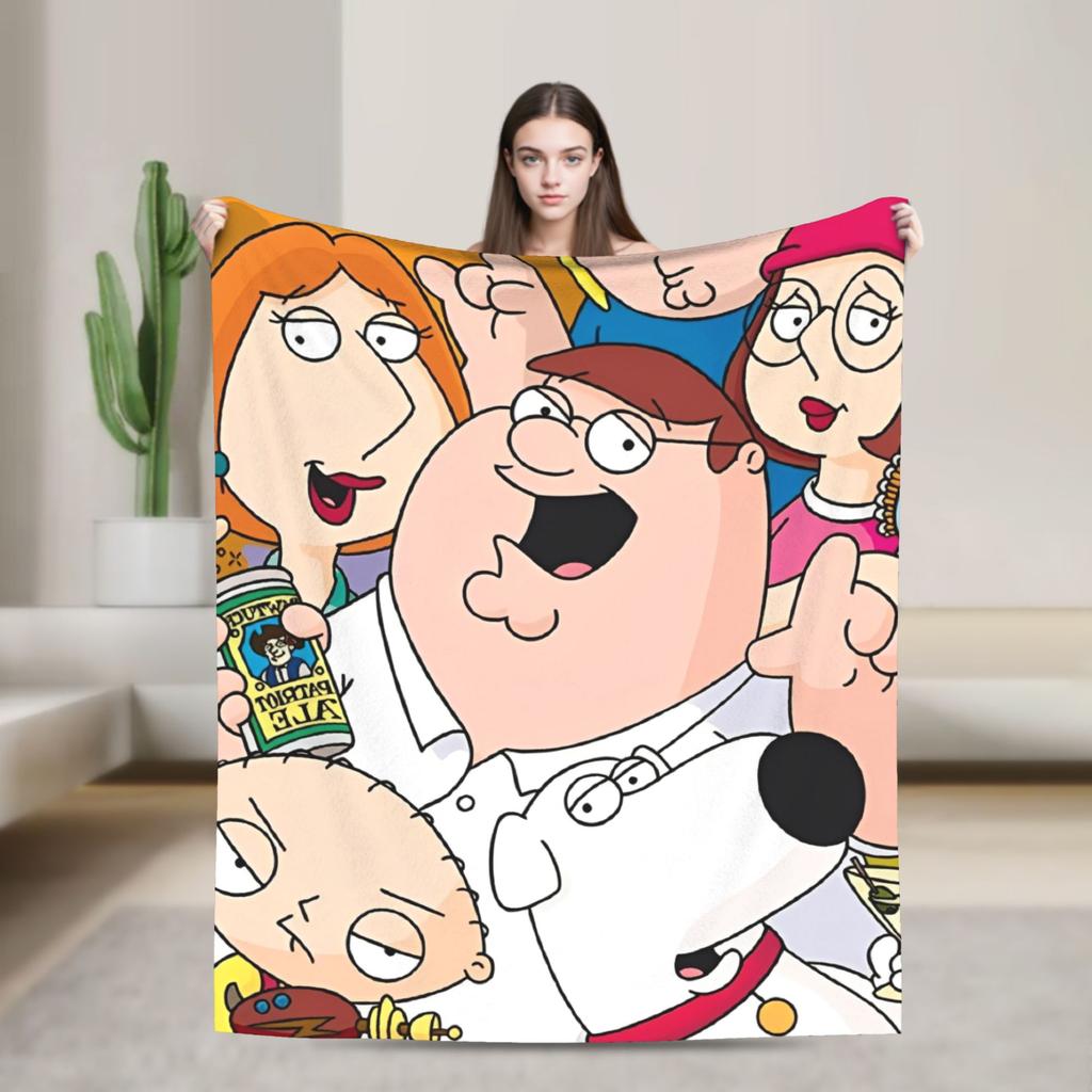 Families Cartoon Peter Griffin Guys Flannel Throw Fashion Blanket Funny TV for Bed Knitted Fashion Blanket Car Super Soft Multifunction