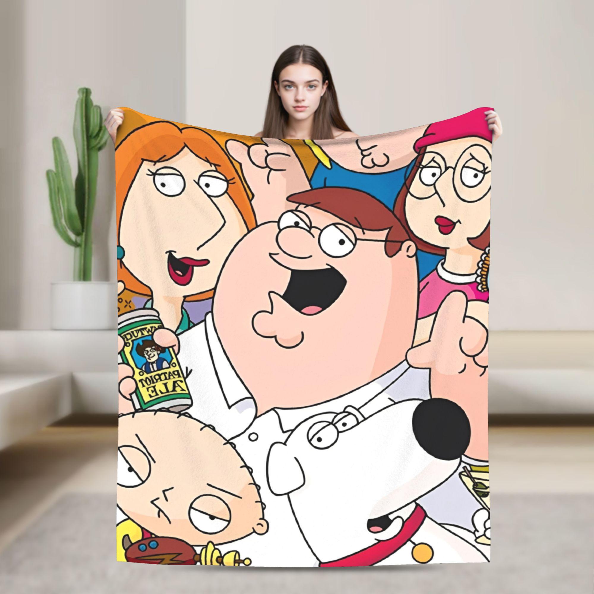 

Families Cartoon Peter Griffin Guys Flannel Throw Fashion Blanket Funny TV for Bed Knitted Fashion Blanket Car Super Soft Multifunction 75x90cm
