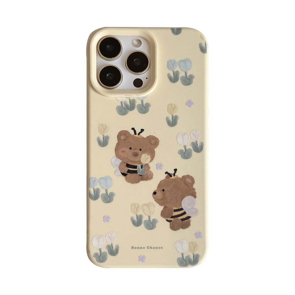 MVUCA Cartoon Bee Protective Case with Lanyard for iPhone 16 and iPhone 16 Pro Max