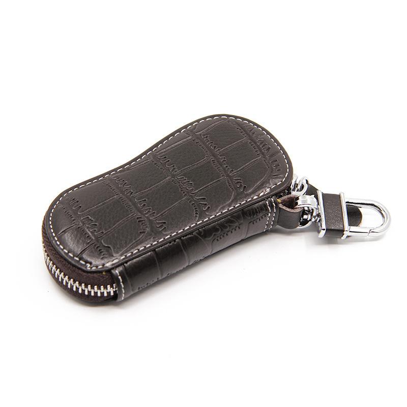 Genuine Leather Zipper Premium Crocodile Embossed Car Key Bag Mens Business Business Car Remote Package
