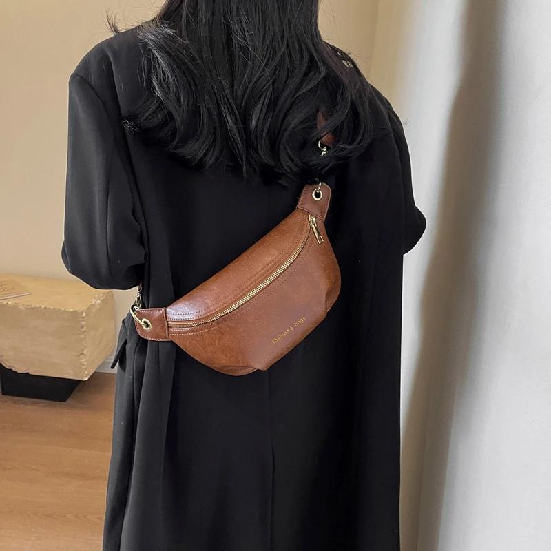 PU Zipper Youth Ladies Waist Packs Advanced Sense Female Crossbody Bags On Sale  Brand Hot Sale
