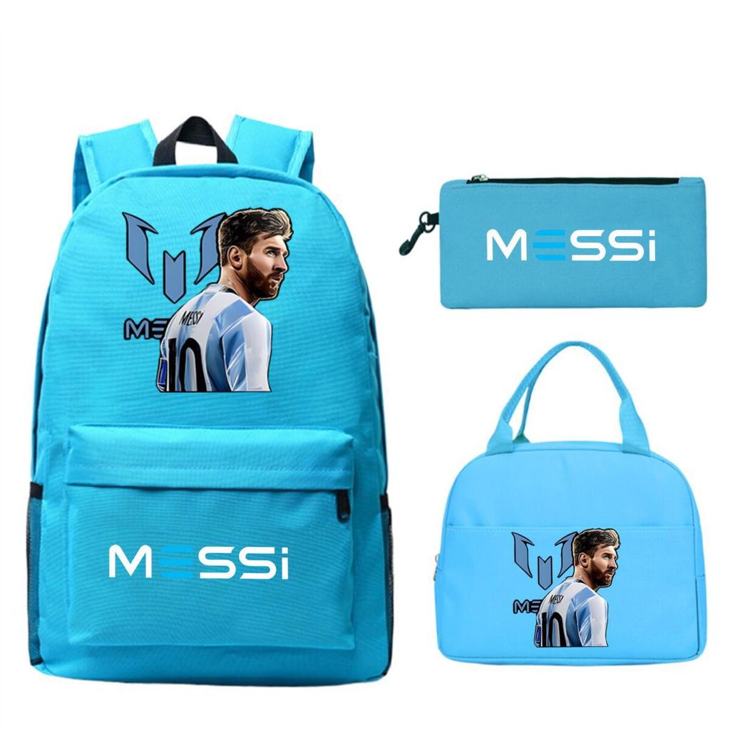 Football Star Peripheral Printed Backpack, Primary And Secondary School Children'S Three-Piece Simple Schoolbag