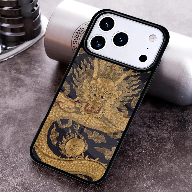 Retro Chinese Dragon Totem Phone Case for iPhone 17 16 15 Pro Max Air 14 13 12 11 Plus Shockproof Capa Cover
