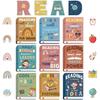 43 Pcs Reading Bulletin Board Sets Classroom Themes Decoration Sets Boho Reading Posters for Elementary Middle School Library Classroom Reading