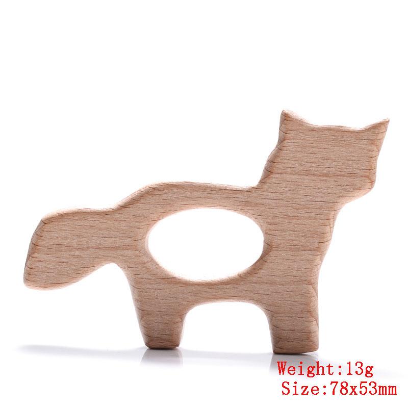 5Pcs/Lot Baby Pacifier Chain Chew Accessories Animal Shape Natural Beech Teething Wooden Teether Pendant Accessories