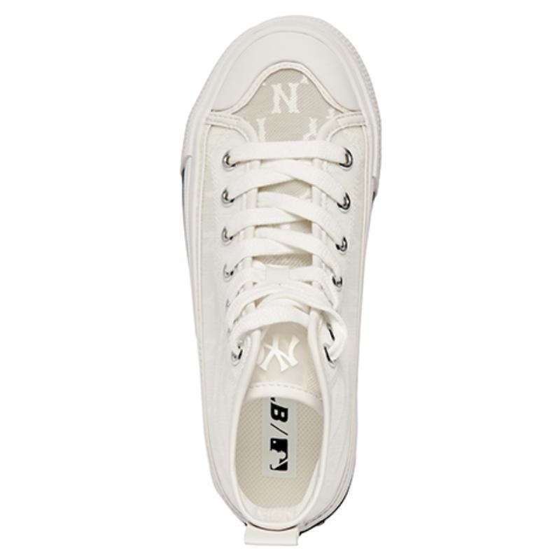 MLB Playball Anti-Slip And Wear-Resistant Lightweight Cushioning High-Top Canvas Shoes Unisex White Sneakers 3ACVCMM2N-50GRS