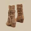 Women High Heels Boots Pointed Toe Heeled Shoes 2025 Winter Designer New Chunky Chelsea Boots Suede Shoes Mujer Botas