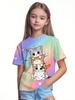 Kawaii Cat Girls Clothes 3D Print Children's T-Shirt O-Neck Pullover Girl Short Sleeve T-Shirt Comfortable Children's Clothing