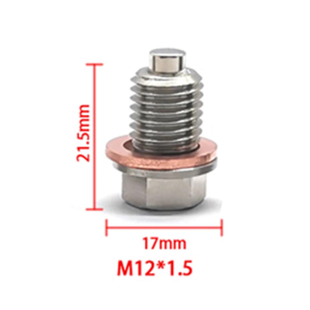 Magnetic Oil Pan Drain Plug M10-M22 Stainless Steel with Strong Neodymium Magnet and Copper Washer for Car Engine Oil Drain Plugs 3