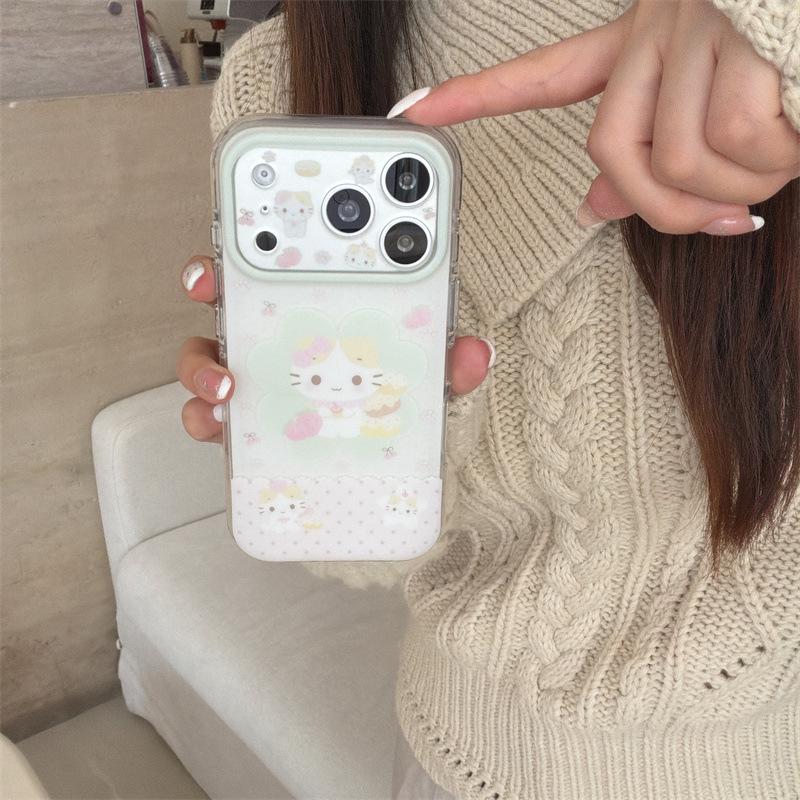 Fresh Clover iPhone 17/16 Pro Max/15 Girly Heart Marshmallow Cat Case