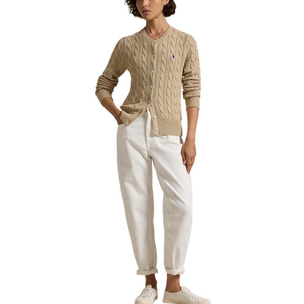 Polo Ralph Lauren Solid Color Long Sleeve Crew Neck Knit Sweater Women sweater Khaki WMPOSWENDW20358-999