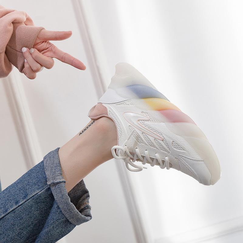 Popcornsohle Dad-Schuhe Damen 2021 Sommer neue dicksohlige kleine weiße Schuhe Mesh atmungsaktive erhöhende Sneaker B08