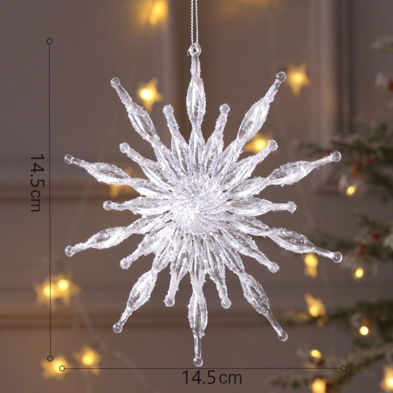 Snowflake Icicle Drop Ornaments Crystal Christmas Tree Transparent Decoration Pendant Christmas Home Decoration Navidad 2023