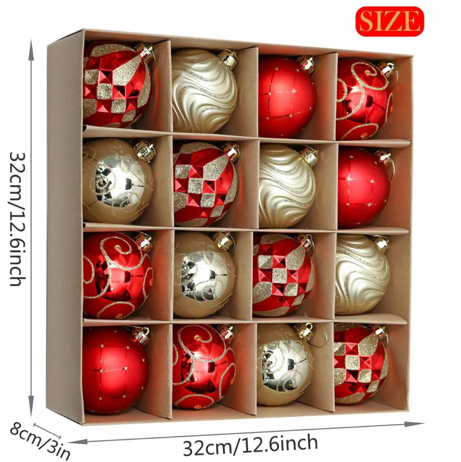 Valery Madelyn Christmas Christmas Set of Christmas Christmas Tree Christmas Gorgeous Christmas Ball Ornaments in Red and Gold Ornaments, Large,