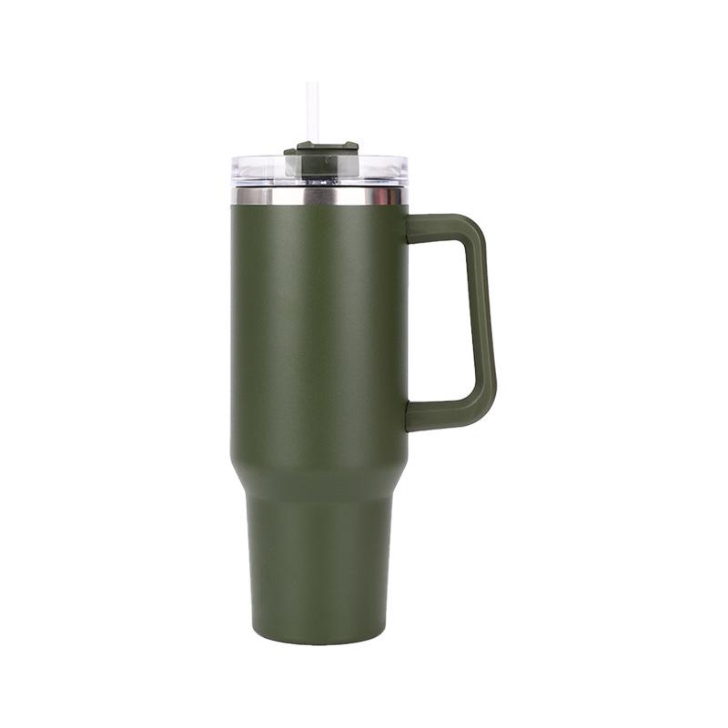40oz Large Capacity 304 Stainless Steel Vacuum Flask with Handle and Straw