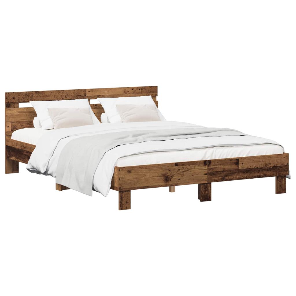 Bed Frame Reclaimed Wood 140 x 190 cm Engineered Wood