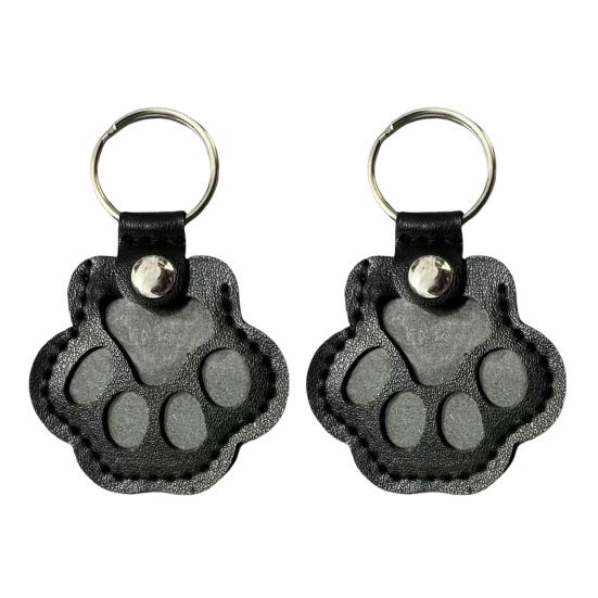 Faux Leather Pet Memorial Keychain Paw Shaped Keepsake Key Chain Easy to Use Pet Hair Storage Bag Key Holder