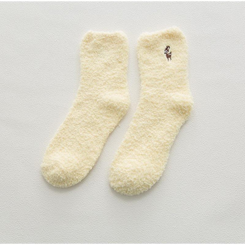 Winter Embroidery Deer Thickening Cotton Women Socks Plush Warm Funny Sleep Cute Sock