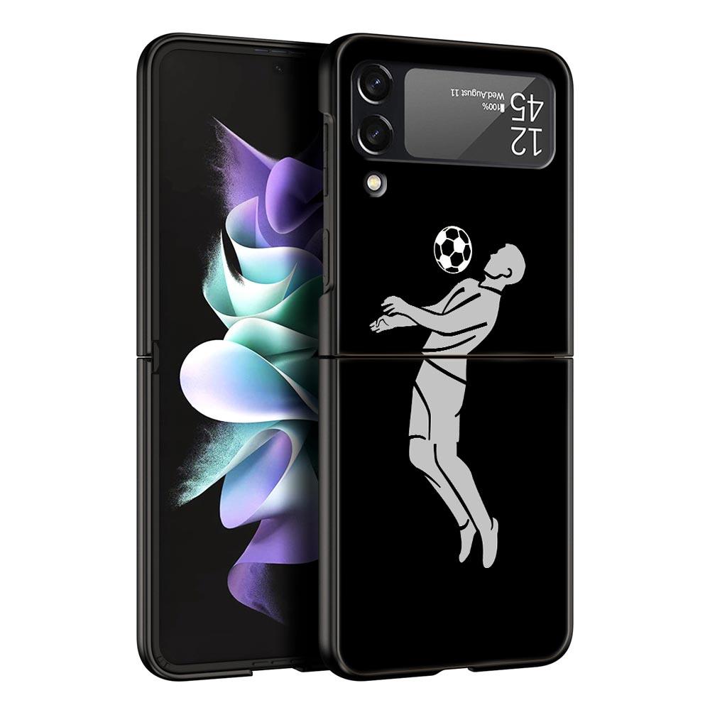 

Чехол для телефона «Футболист с изображением футболиста» для Samsung Galaxy Z Flip 3 4 5, черный складной чехол для мобильного телефона, жесткий защитный чехол из ПК Samsung Z Flip 4