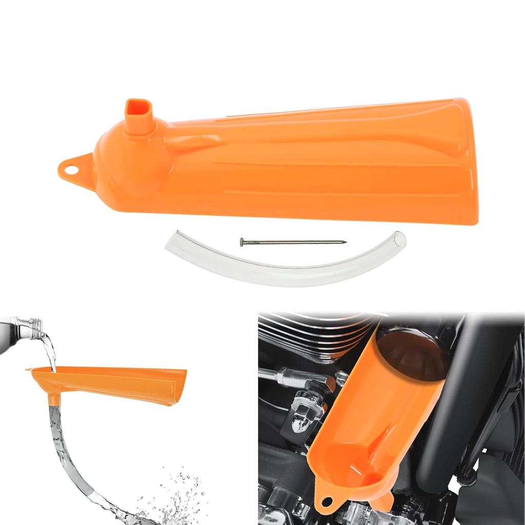 HDBUBALUS Crankcase Fill Funnel Primary Case Oil Fill Oil Filter Funnel Set and Primary Drain Plugs Compatible with Harley Orange