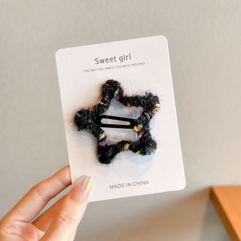 Baby Fashion Hairpin Cute Sweet Candy Color Plush Furry Star Hair Clips For Girls Trendy BB Clip Barrettes Hair Accessories