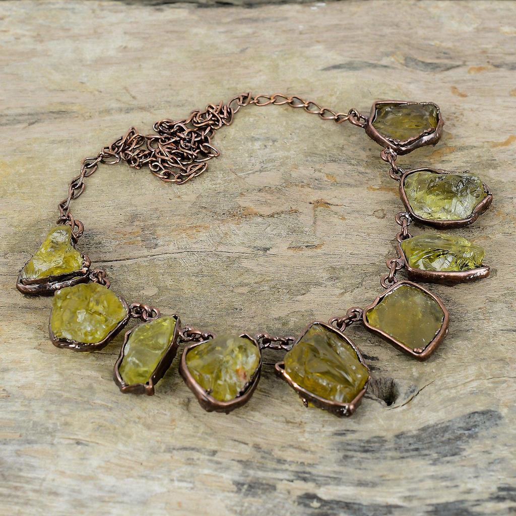 Citrine Rough Necklace Electroformed Copper Necklace Handmade Jewelry Adjustable Chain Necklace Gemstone Electroformed Jewelry Gift For Her