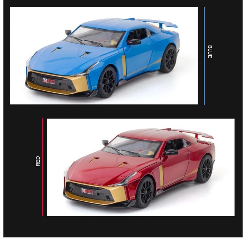 1/24 Niaasn GTR 50 Alloy Sports Car Model Diecasts Metal Toy Race Car Model Sound and Light Simulation Collection Childrens Gift